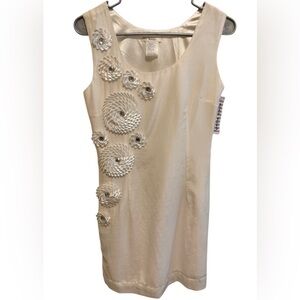 Esley White Sleeveless Dress Flower Detail Sz Small
